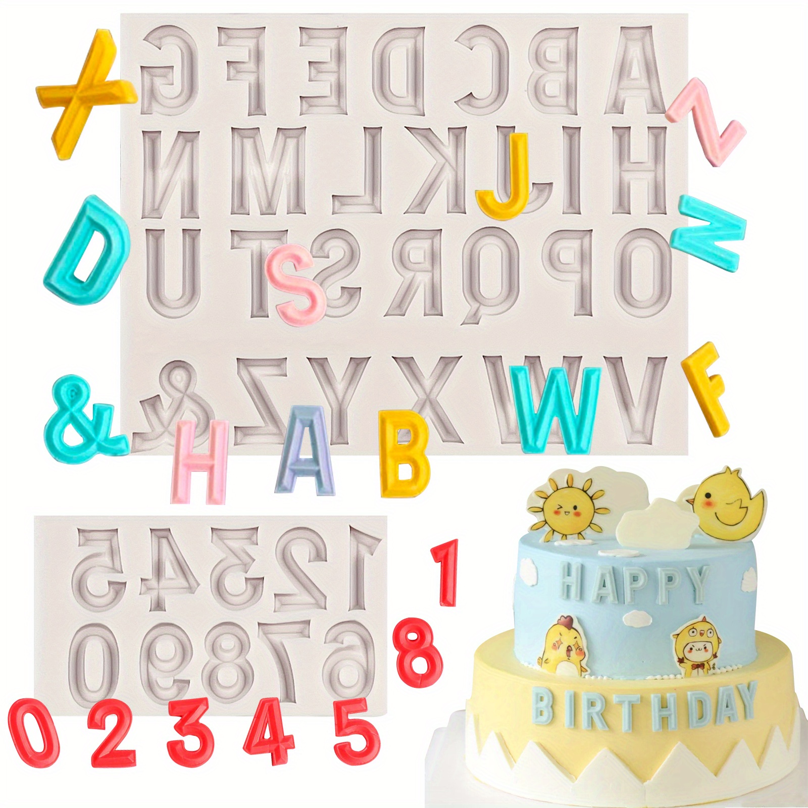 Uppercase Letters Fondant Molds Alphabet Number 0 9 - Temu