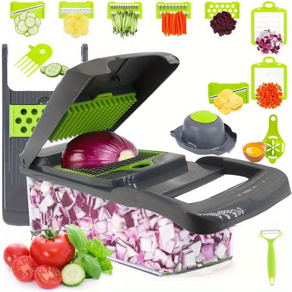 14in1 Vegetable Chopper And Fruit Slicer Multifunctional Manual Food  Grater With Container, Onion Mincer, Potato Shredder, And Kitchen Gadgets  For Easy Preparation Temu