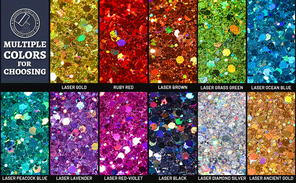 Party Hardy Chunky Glitter Mix Holographic Glitter Mix for Tumblers, Resin,  Nail Art, Crafts and More 