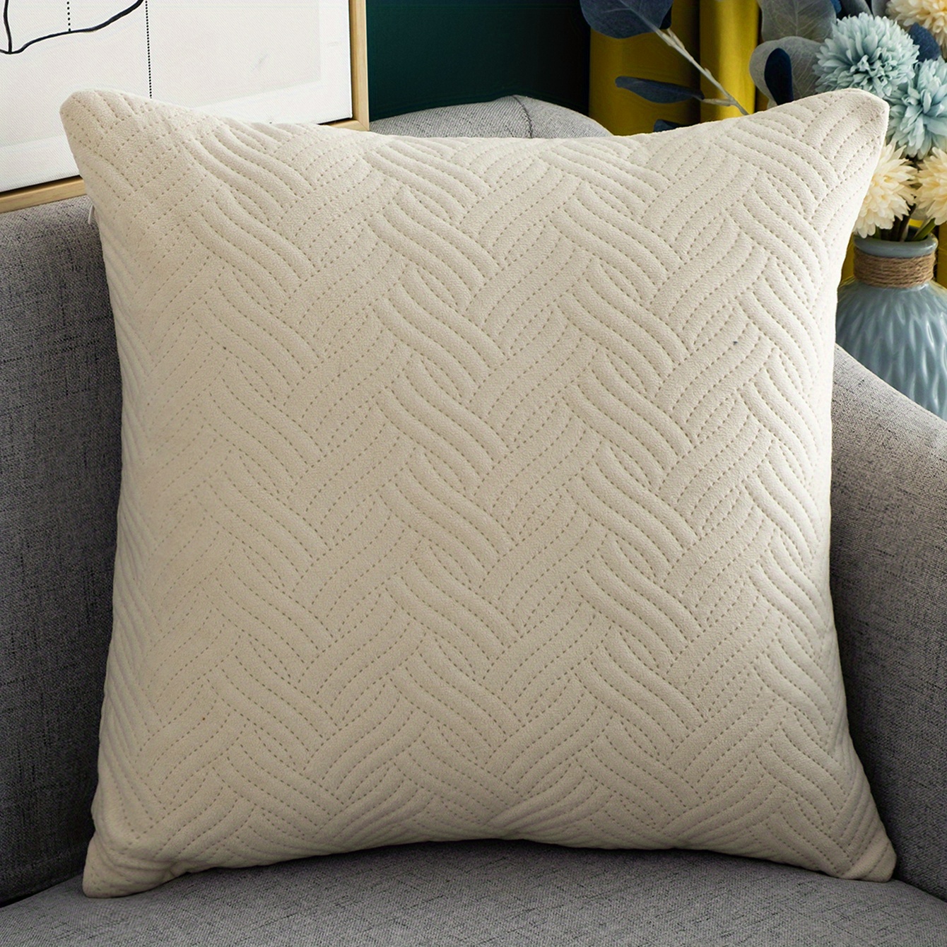 1pc, Velvet Cover - Soft And Luxurious Plush Pillow Cover For Home, Bedroom, Car, And Living Room Decor (pillow Not Included)