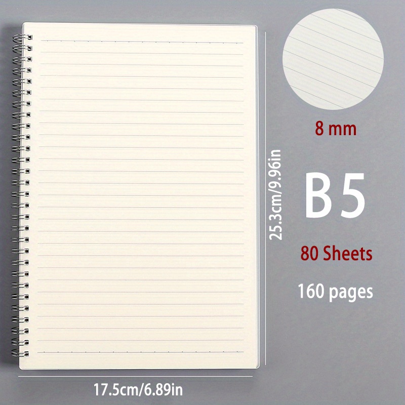 A5 A4 A6 B5 Coil Notebook Spiral Book Lined Blank Grid Paper Journal Diary  Sketchbook Planner for School Supplies Stationery