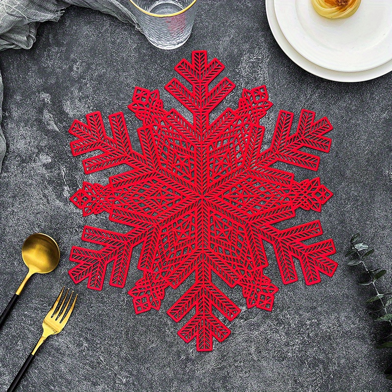 Pvc Placemats Hollow Snowflake Pvc Dining Table Mat Washable - Temu