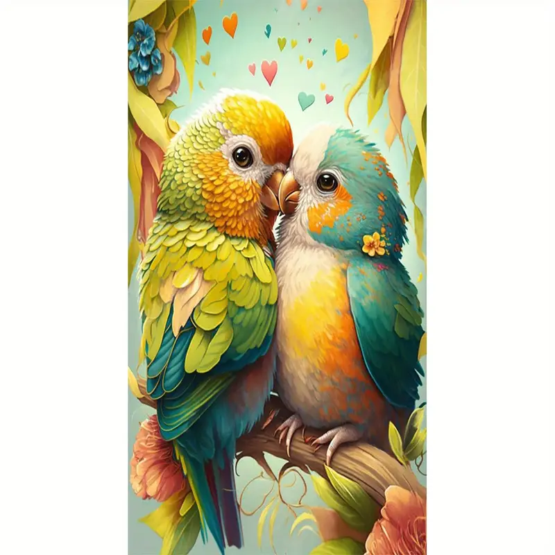 Diy Full Crystal Diamond Paintings Animal Colored Parrot - Temu