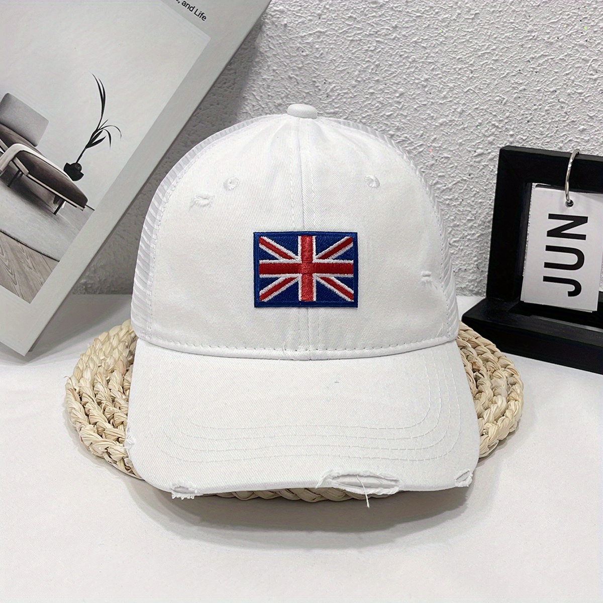 Men Letter & American Flag Embroidery Hip Hop Cap