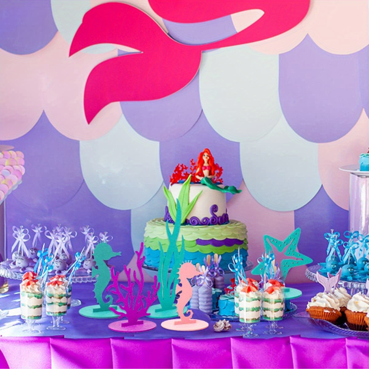 Diy Birthday Decorations Felt Table Centerpiece Sea Party - Temu