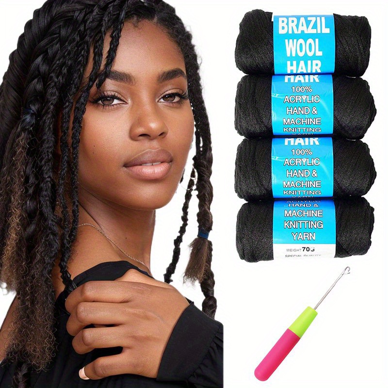 Brazilian Hair 4pcs 100% Brazilian Wool Hair Twist/Faux Locs @ Best Price  Online
