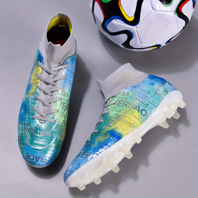 Men's Stylish Geo Print Ag Cleat Football Boots, Professional