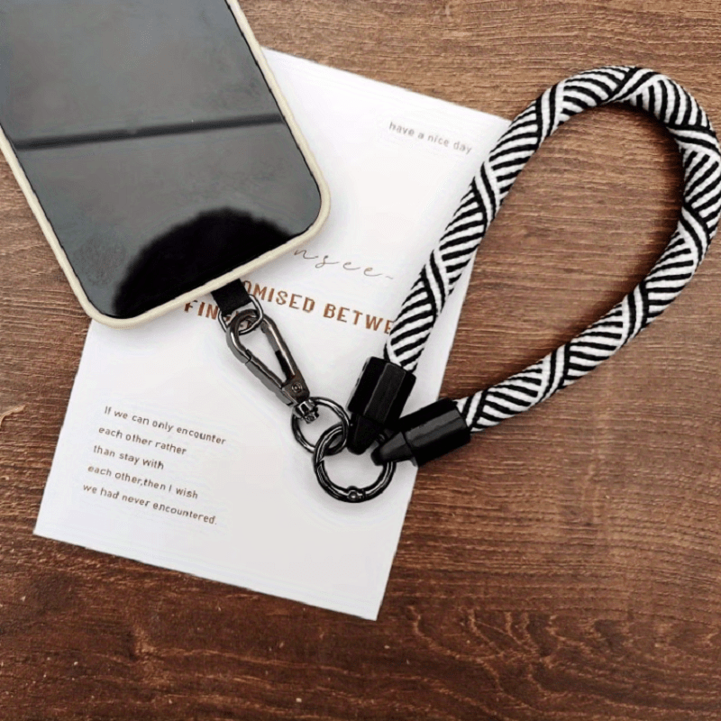 1pc Mobile Phone Braided Lanyard Wrist Rope Alloy Strong Durable