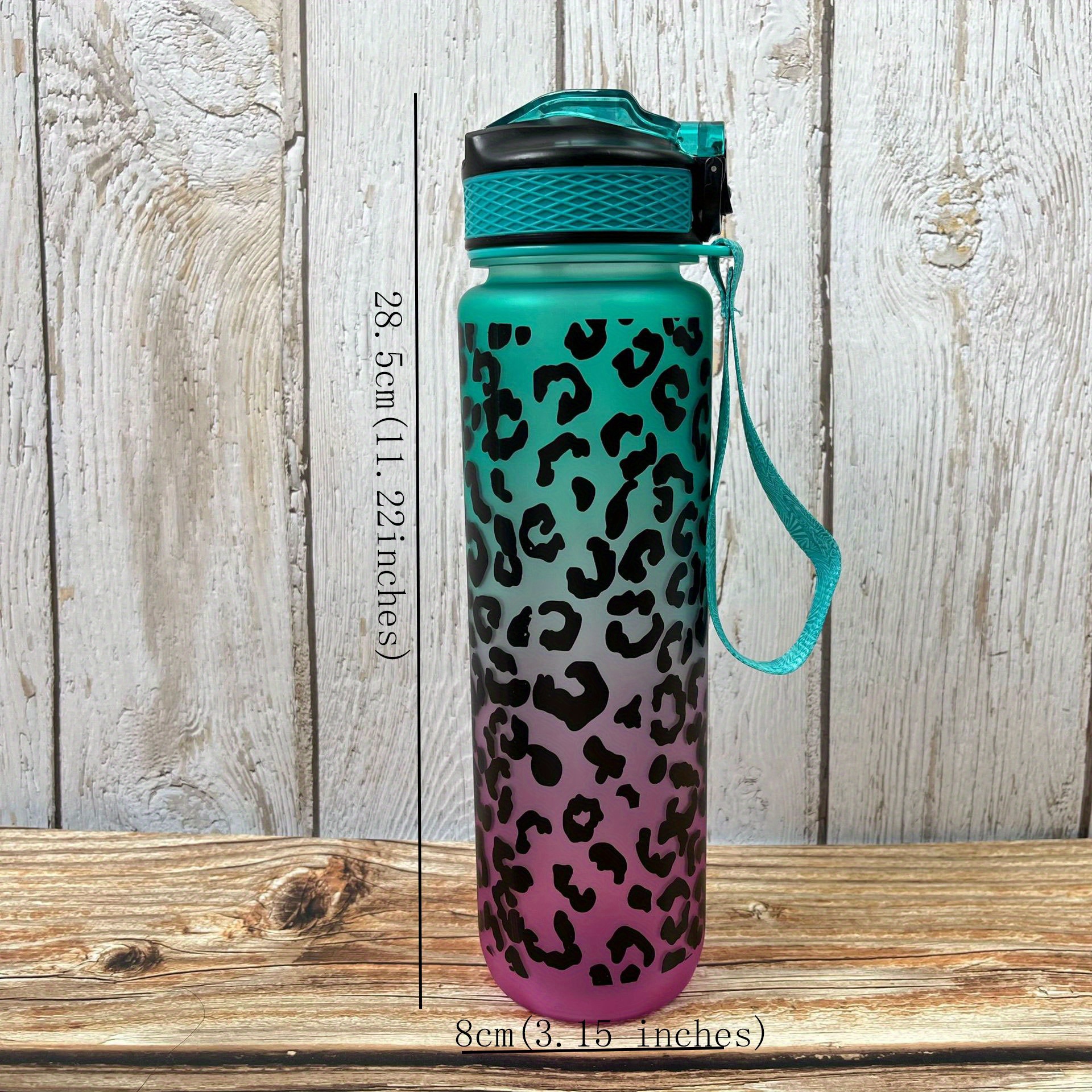 Large capacity Leopard Gradient Sports Water Bottle: Stay - Temu