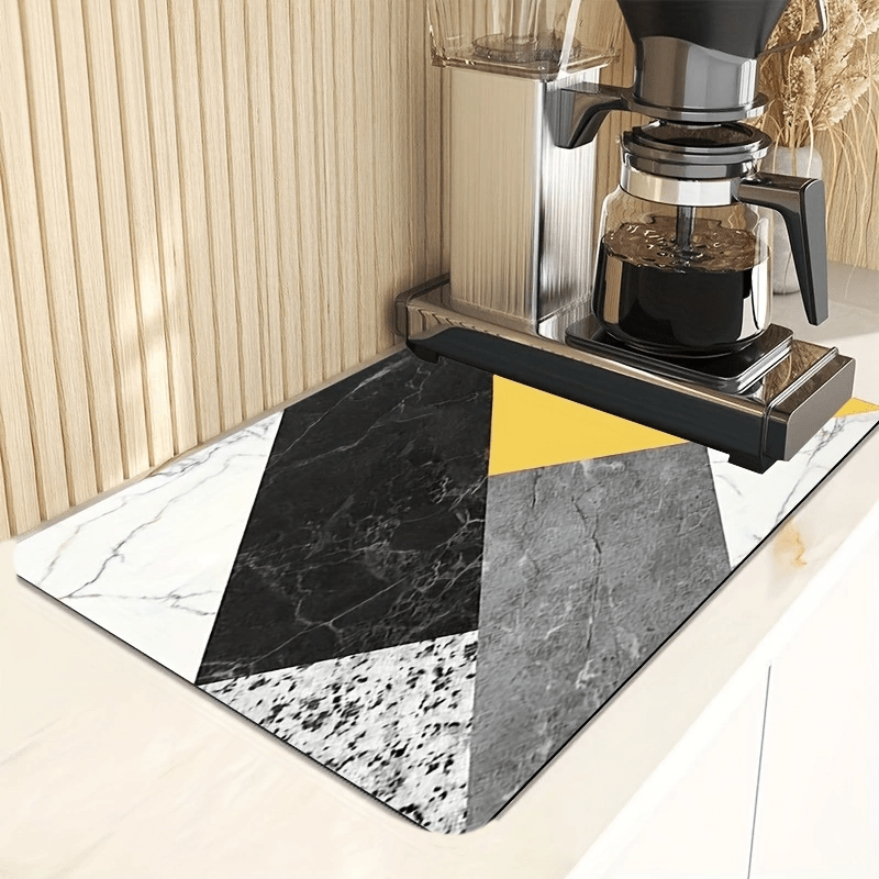 Black Gold Dish Drying Mat Super Absorbent Kitchen Coffee Design