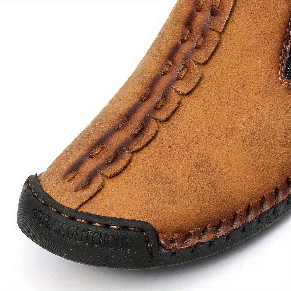 Men's Boots Stitching Zipper Ankle Boots Vintage Style Rubber Sole Outdoor  Shoes Moccasins - Temu