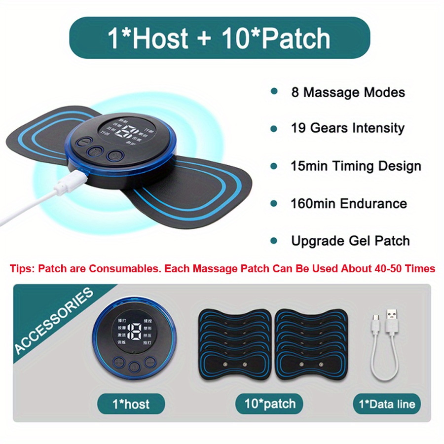 Intelligent Portable Ems Mini Full Body Massage Patch Multifunctional Small  Shoulder And Neck Electric Meridian Pulse Massage - Temu Netherlands