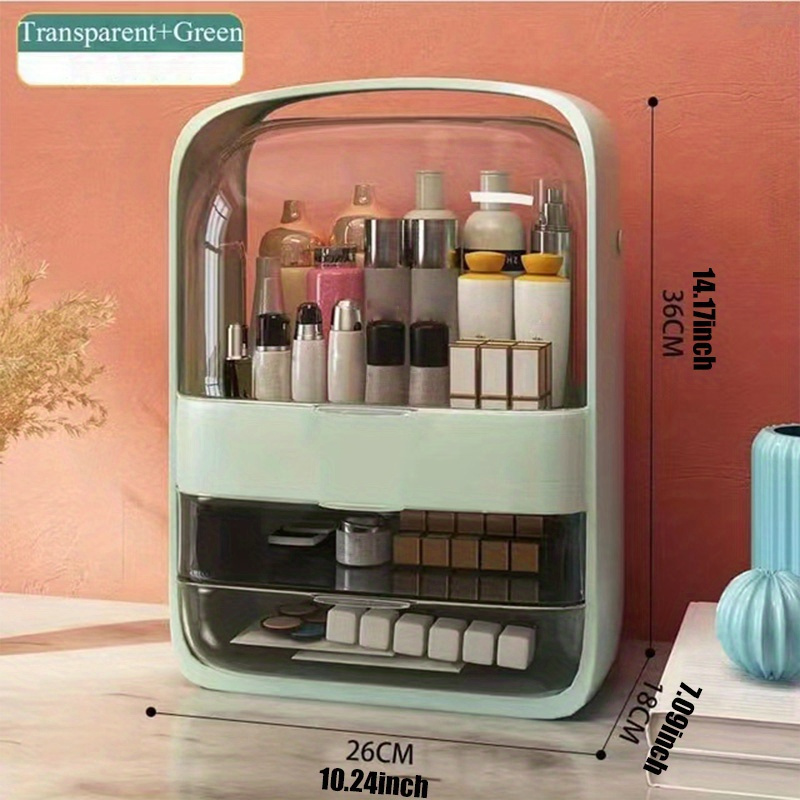 keep your makeup supplies organized and dust free with this transparent storage box makeup organizer details 2