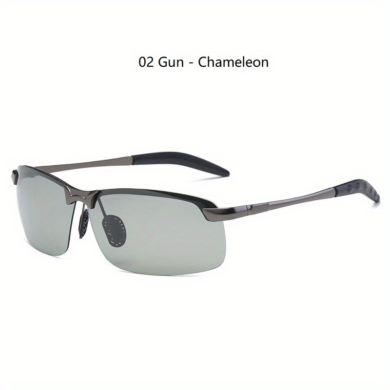 Men's Vintage Photochromic Lenses Square Frame Polarized Sunglasses