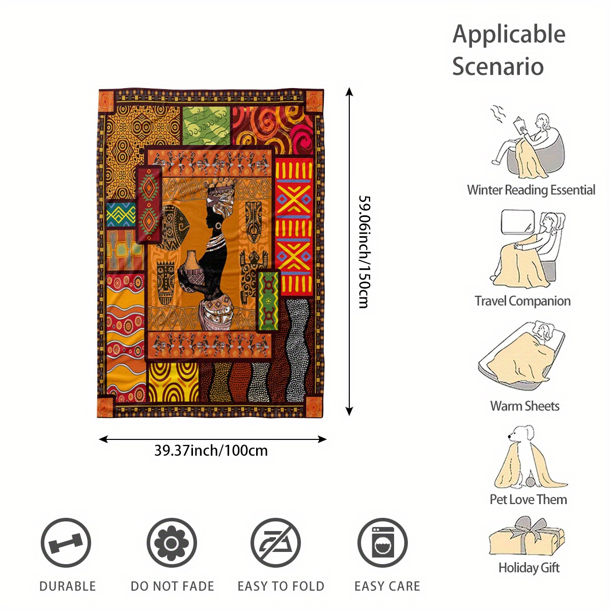 African Woman Primitive Tribal Pattern Blanket Soft - Temu