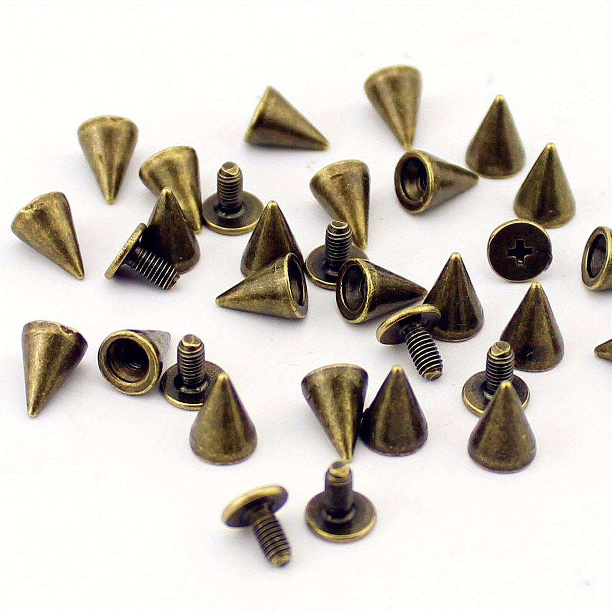 100pcs 7*9mm Metal Cone Spikes Screwback Studs DIY