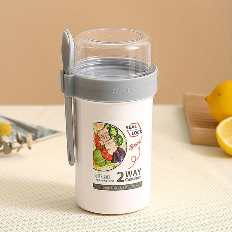 Portable Salad Cup Double Oatmeal Cup Yogurt Nut Fat-reduced Vegetable  Fruit Box Cup With Lid Spoon Breakfast Cup Lunch Box - Temu