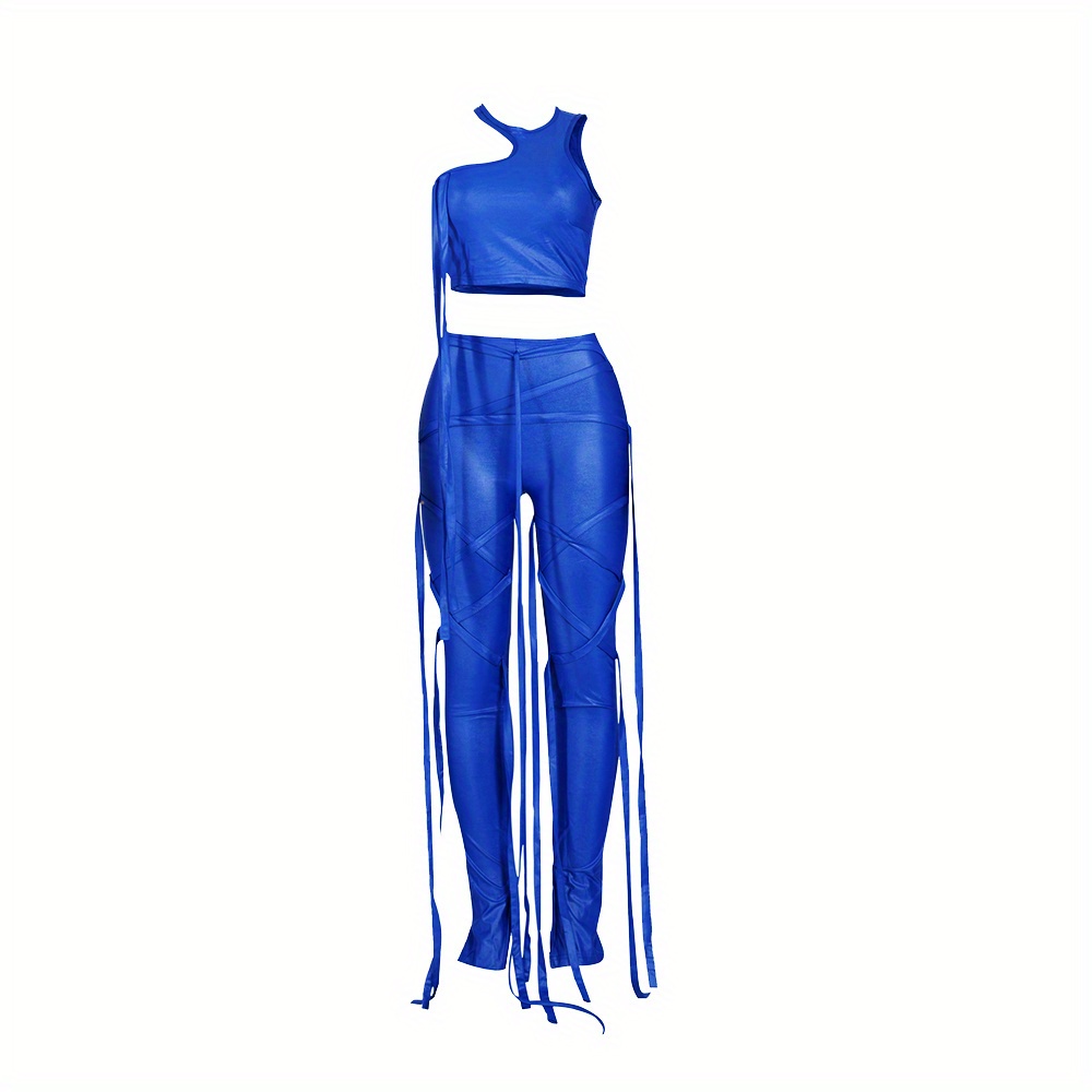 Fashion Solid Color Sexy Two Piece Pants Set Women Tank Top and