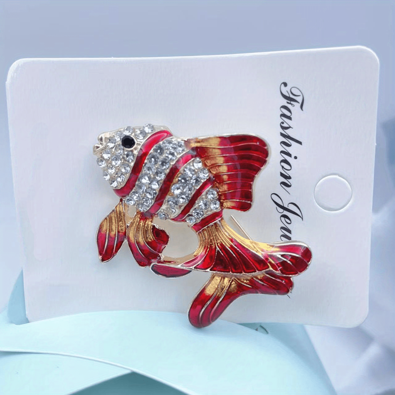 Rhinestone Sea Animal Gold Fish Brooches Party Brooch For Women