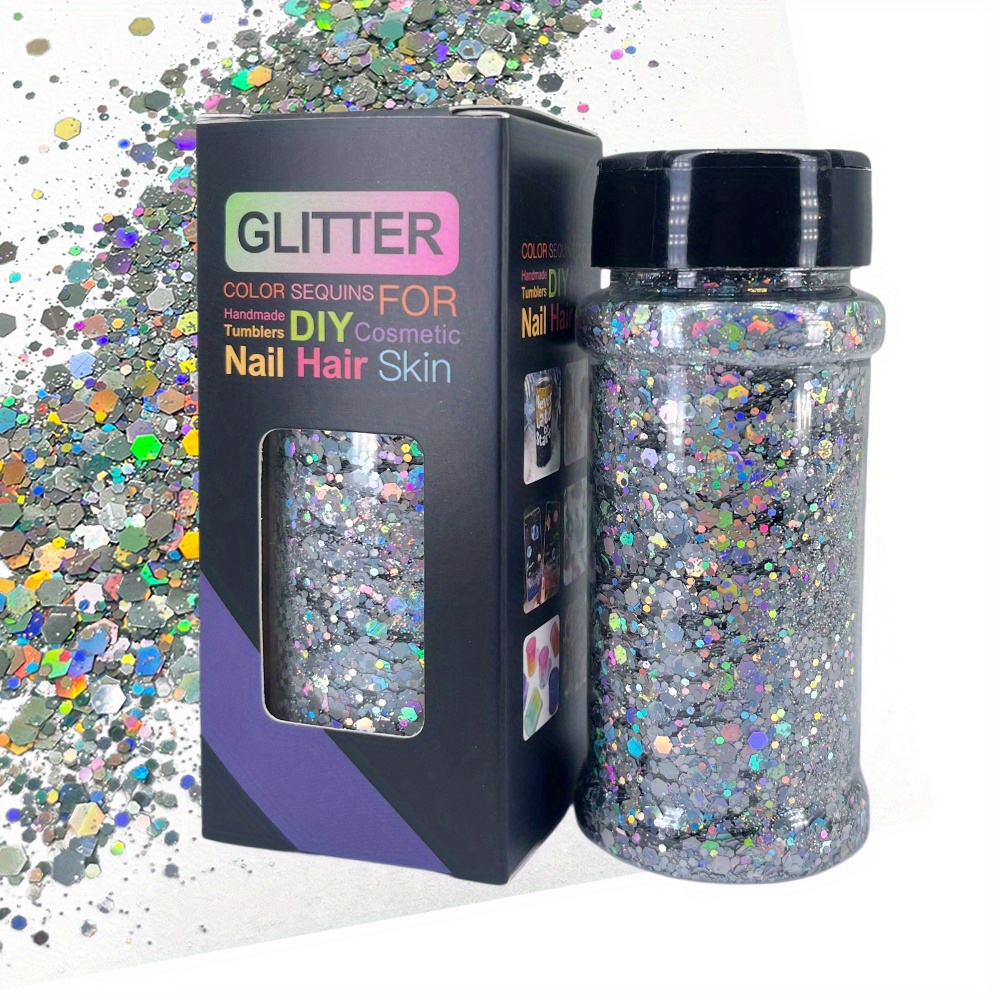  Holographic Chunky and Fine Glitter Mix, 20 Colors Craft  Glitter for Resin, Iridescent Nail Glitter, Cosmetic Eye Hair Face Body  Glitter, Glitter Flakes Sequins for Epoxy Resin Tumbler DIY Arts Crafts 