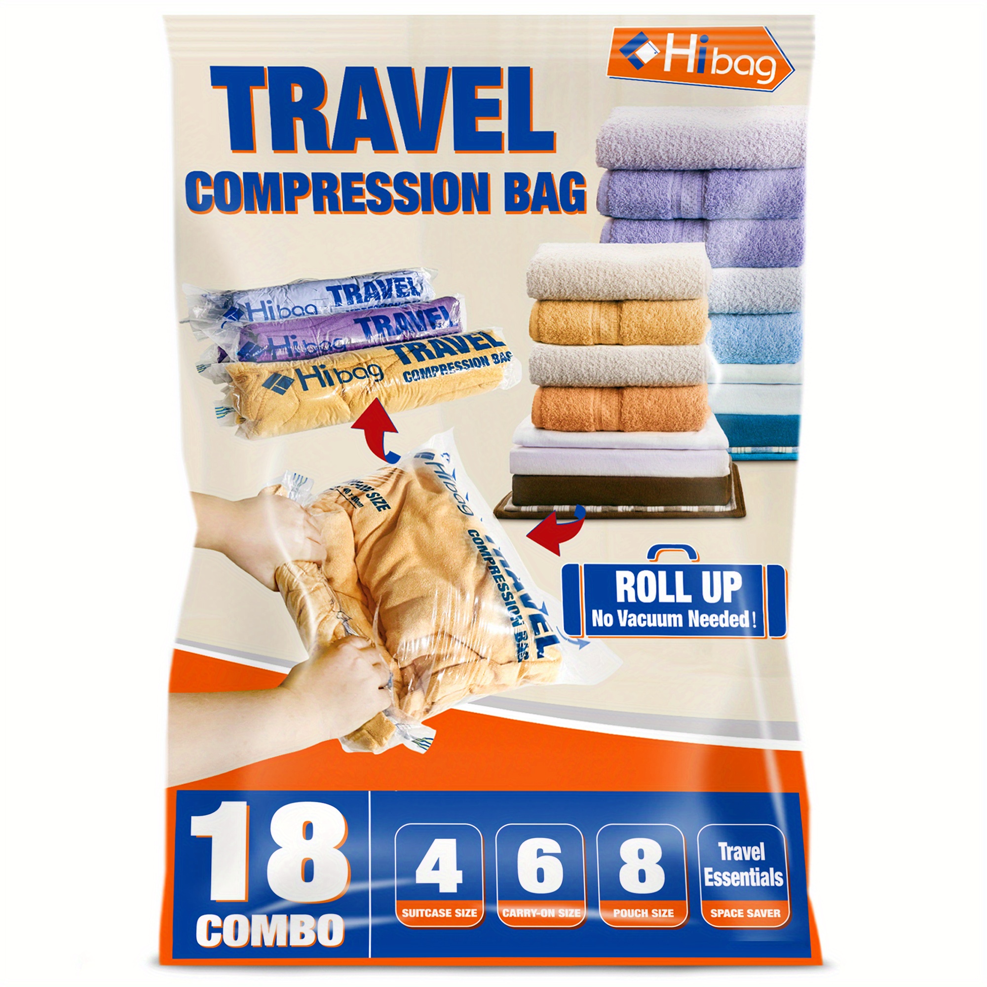 Hibag Space Saver Bags Vacuum Storage Bags with Hand Pump for Home Storage  and Travel Usage