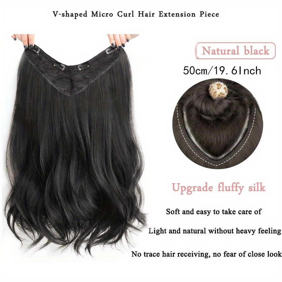 Women s V shaped Micro curly Long Hair Extension Synthetic Temu