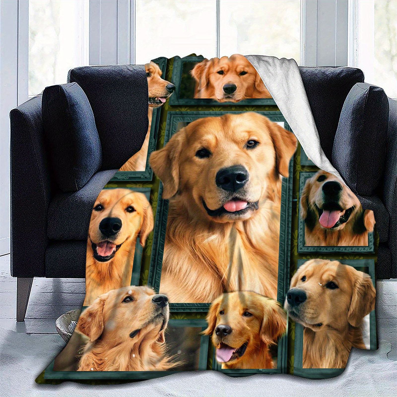 Golden retriever fleece blanket best sale