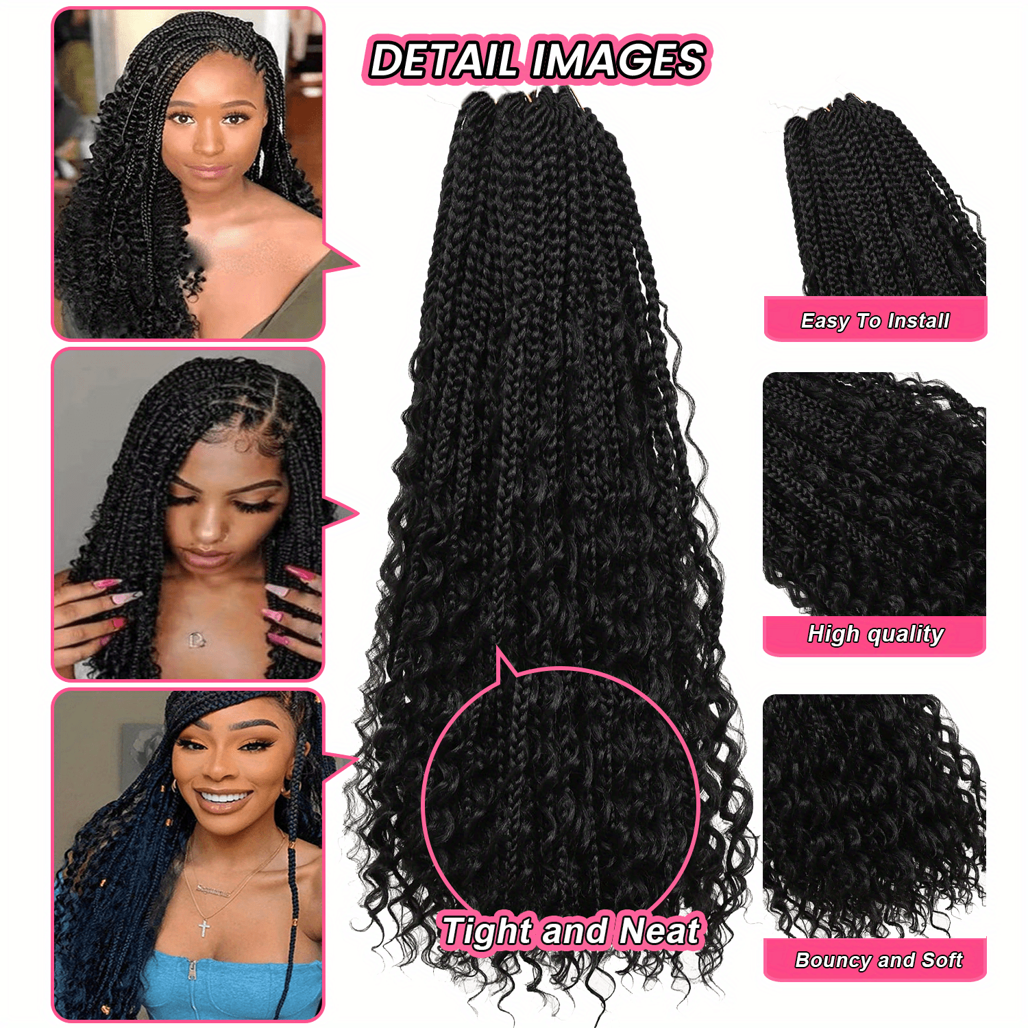 Ombre Box Braid Extensions Curly Ends Women's Hair Wigs Temu