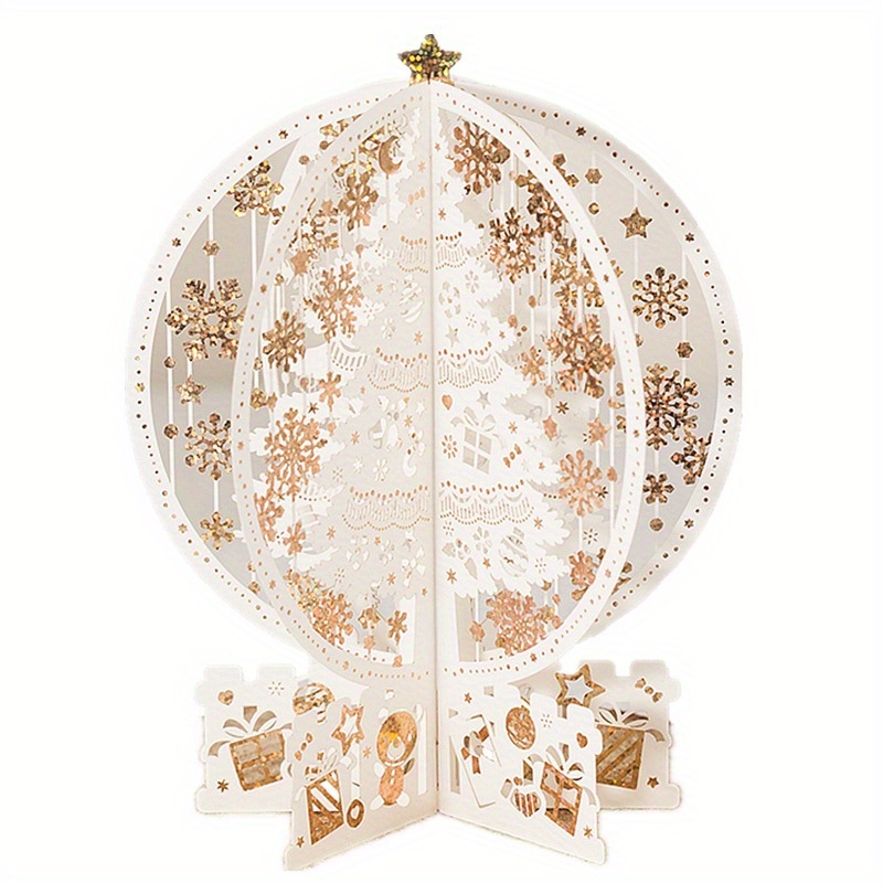 Image of Classic/ 3d Christmas Golden Greeting Card, Three-dimensional Ornament, Greeting Card With , , Exquisite Stamping, For Christmas Occasions, Includes Envelope! For Everyone - Christmas Greeting Card