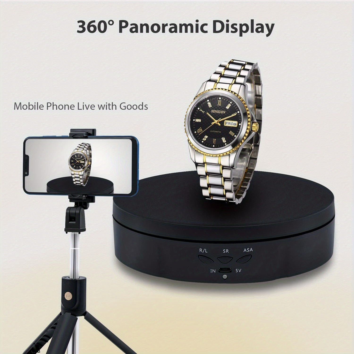 360 Degree Rotating Display Stand, 7.9 Inch Mirror Covered Motorized  Spinning Display Turntable For Cake/Jewelry/Photography/Live /Cup,Max Load  22 Lb