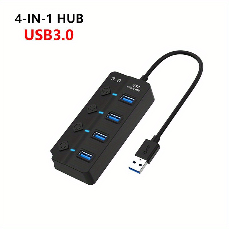 4 puertos USB Hub USB 3,0/2,0 Hub Multi USB Splitter adaptador de alta  velocidad Mini múltiples Hab tipo-C a USB Hub expansor piezas para PC  Juegos de teclado y mouse para computadora