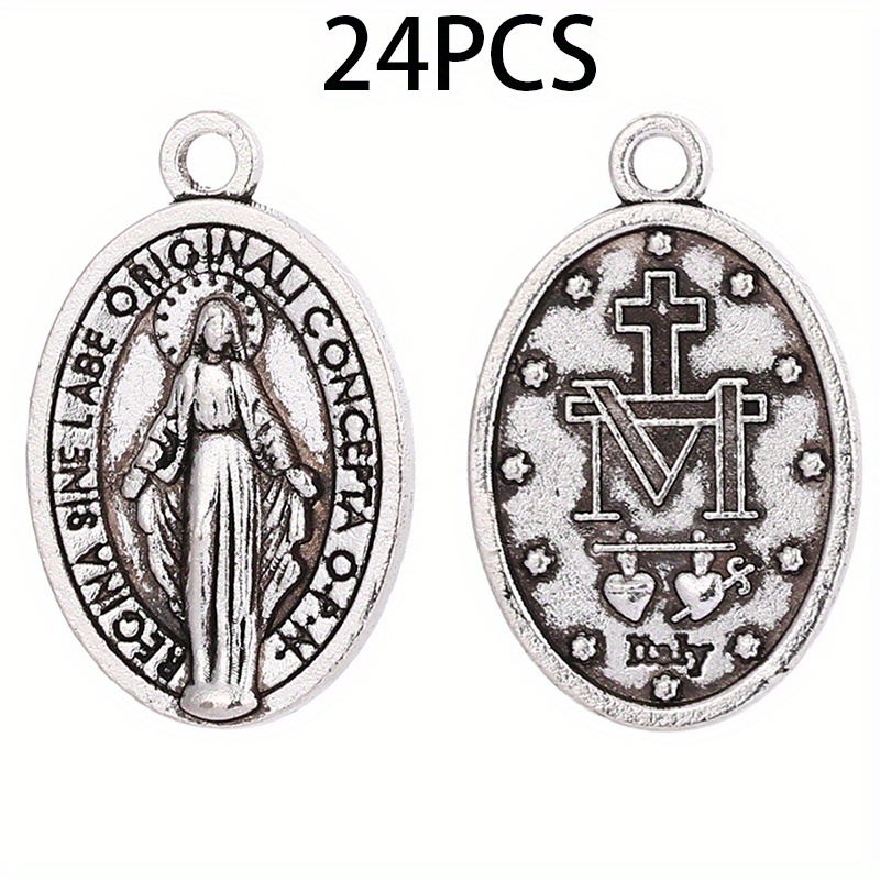Miraculous Medal Pendant Extra Large -1.75 Oval Silver Oxidized Miraculous  Medals Pendant for Necklace, Medals for Jewelry Catholic, Made in Italy
