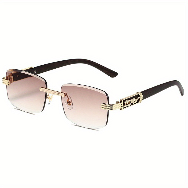 Top Bar Rimless Women Men Gradient Lens Metal Animal Decor - Temu