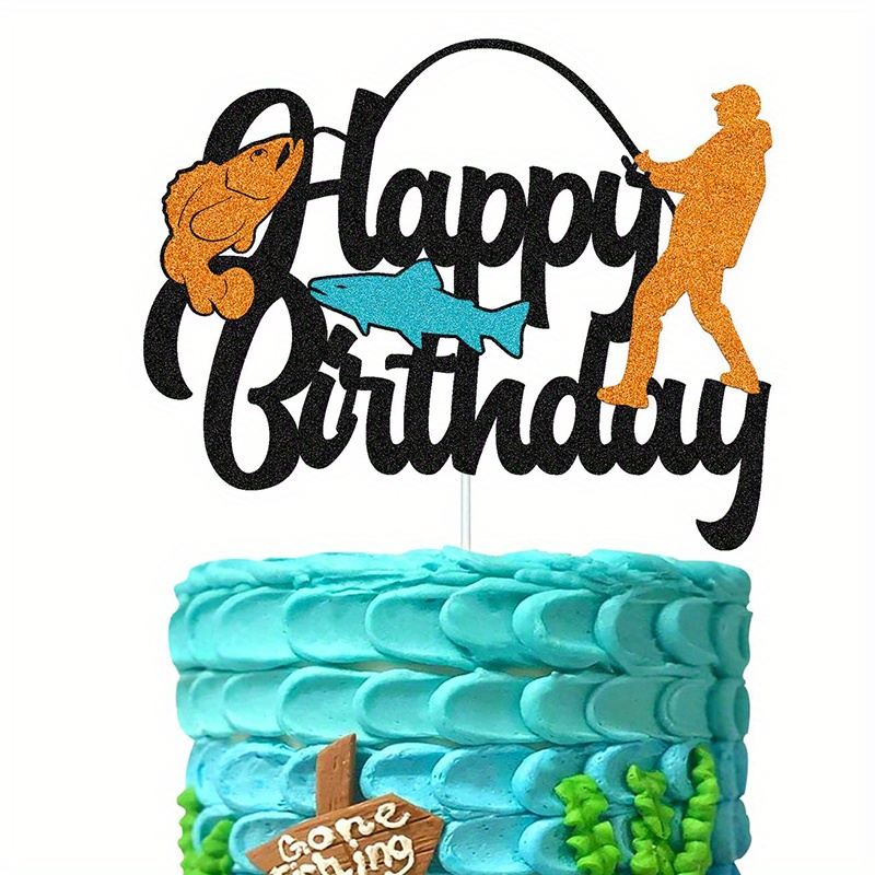 Fishing Theme Cake Topper Birthday Party Theme Decorated - Temu