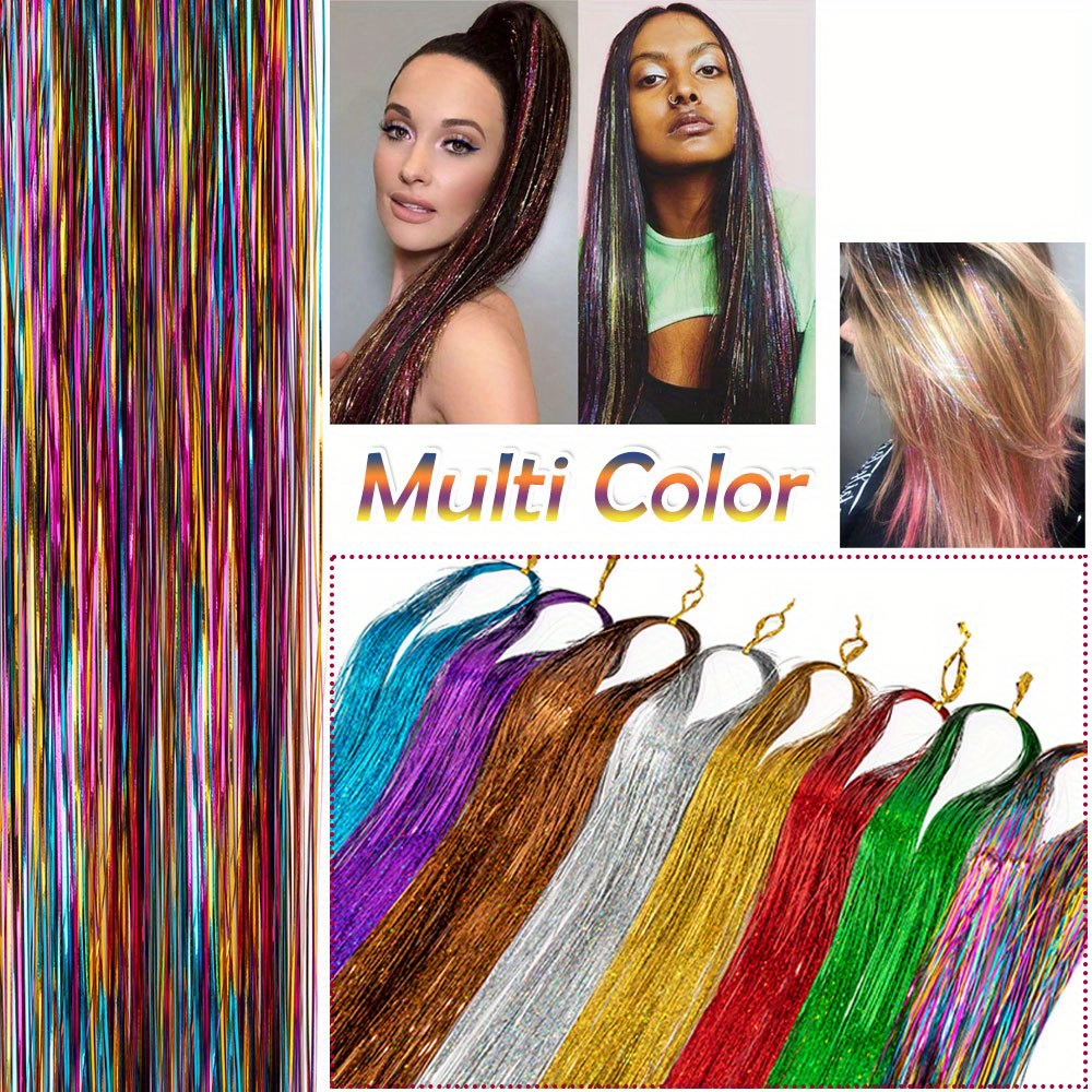 Colorful Shiny Hair Tinsel Strands Sparkling Hair Glitter - Temu