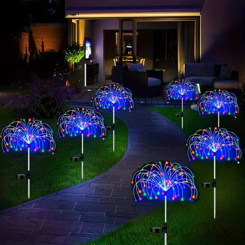 1 Fuochi d'artificio Luci solari Luci decorative per giardino esterno  Impermeabile Natale Halloween Bianco