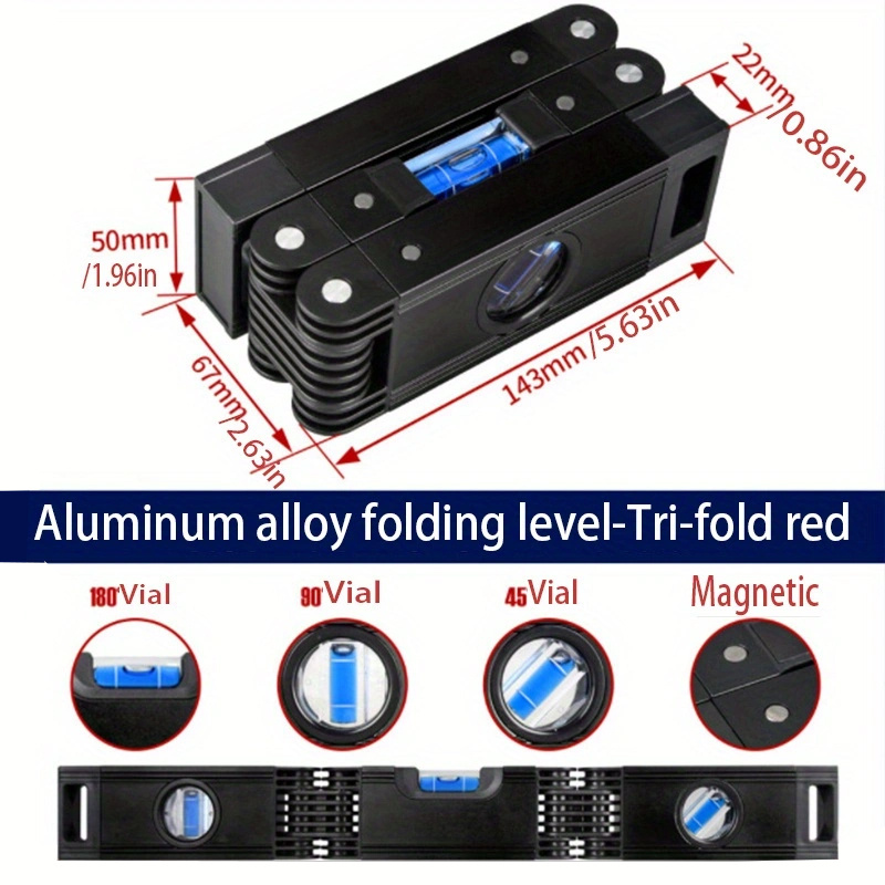 Multifunctional Folding Level Magnetic Folding Level 28 Inch Multi-Angle  Measuring Woodworking Tools High Precision Corner