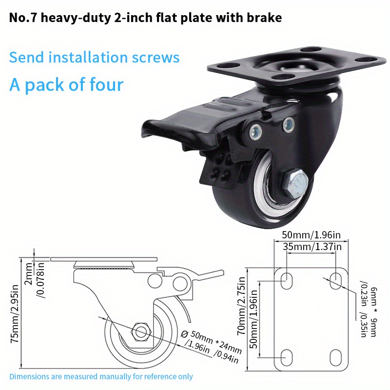 Heavy Duty Caster Wheels 1.5/2 Multi Types No Noise Locking - Temu