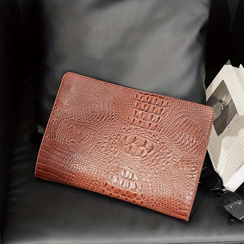 Men's Crocodile Pattern Clutch Envelope Bag Leather Handbag