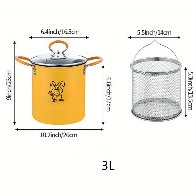 Mini freidora de acero inoxidable, olla para freír con filtración de aceite,  olla para freír profunda de estilo japonés, Mini freidora de aceite para 3L  Soledad Freidora