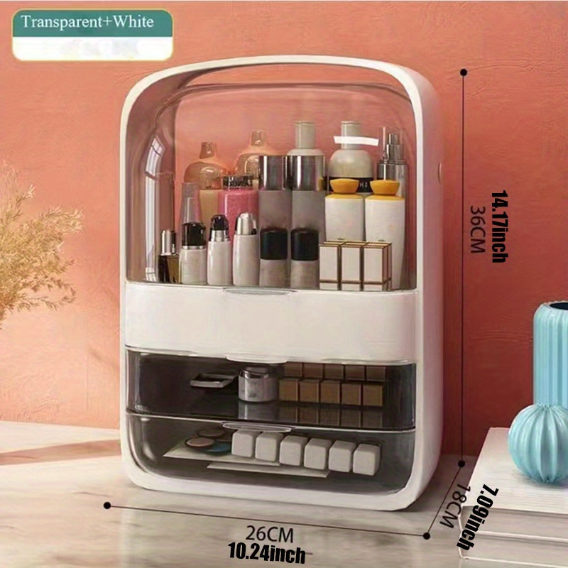 keep your makeup supplies organized and dust free with this transparent storage box makeup organizer details 3