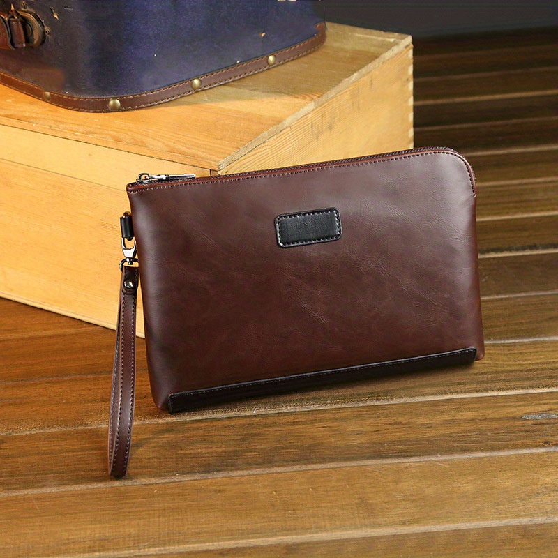 New PU Leather Men's Briefcase With Zipper Business Handbag