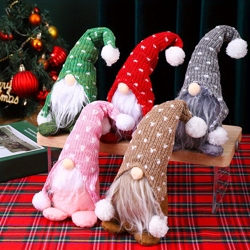 2 Pack Gnome Décorations de poupée en peluche, Noël Gnome fait à la main  avec chapeau violet, cloche, bonbons et boîte cadeau, décoration de Noël de  statue scandinave, fête