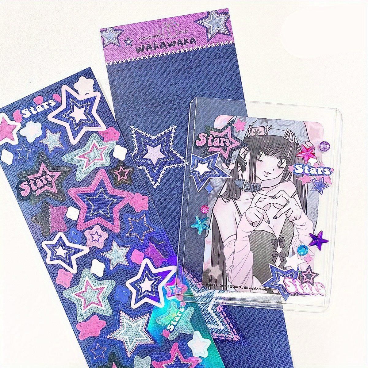 Yk2 Glitter Stars Wind Millennium Wind Hot Girl Goo Card - Temu