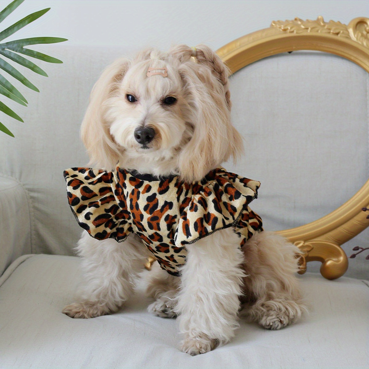 TEMU Pet Leopard Print Flutter Sleeve Vest For Dogs And Cats, 1pc