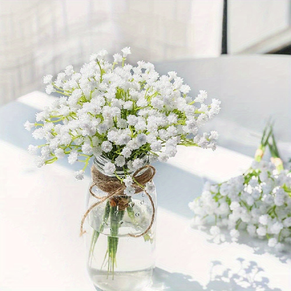 5pcs Artificial Baby Breath Flowers White Gypsophila Bouquets Real