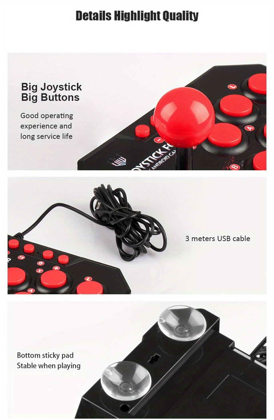 Suitable For Switch / Ps3/ Android Gamepad Rocker Two-player Arcade Classic  Wired Joystick - Temu