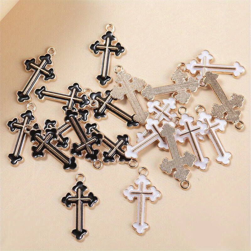 Pin Bronzing Acrylic Cross Beads Chain Drip Oil Angel Cross - Temu