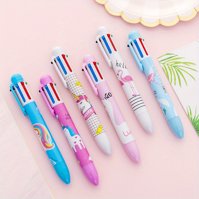 1pc Unicorn Flamingo 6 Color Ballpoint Pen Student Stationery Ballpoint ...