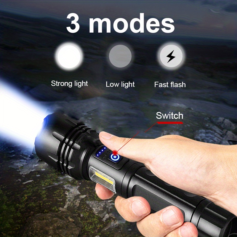 LEP Flashlights High Lumens Super Bright Xhp50 Tactical Handheld Flash Light  Zoomable USB Rechargeable 18650 Emergency